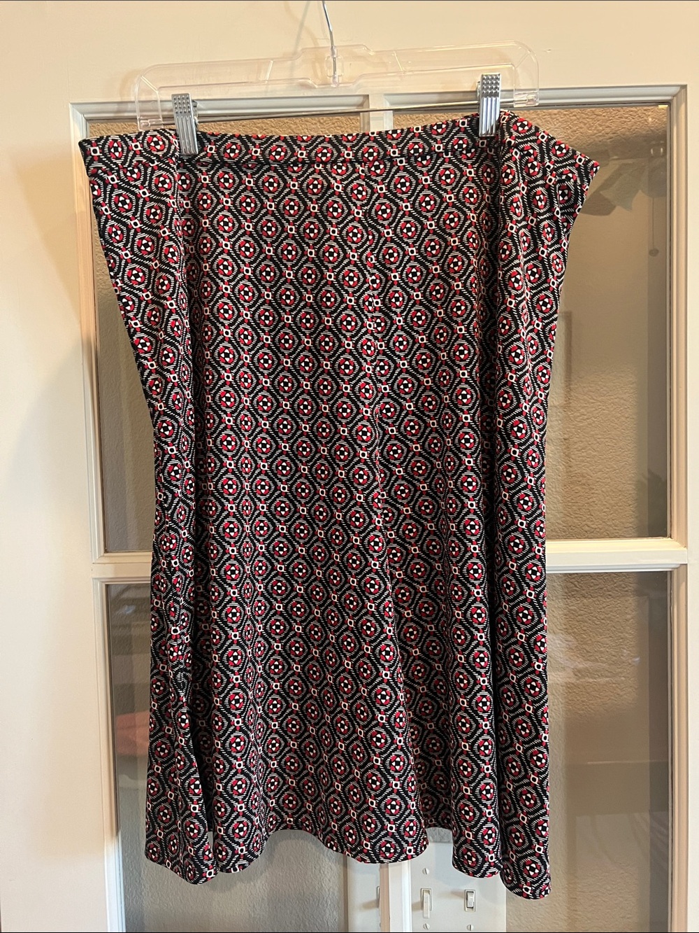 George Black Skirt with Red and White Geometric Print
